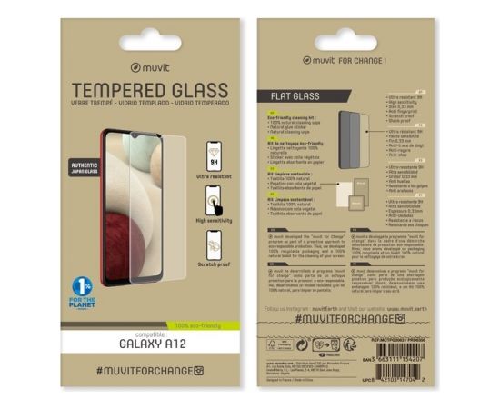 Samsung Galaxy A12 Tempered 2.5D Screen Glass By Muvit Transparent