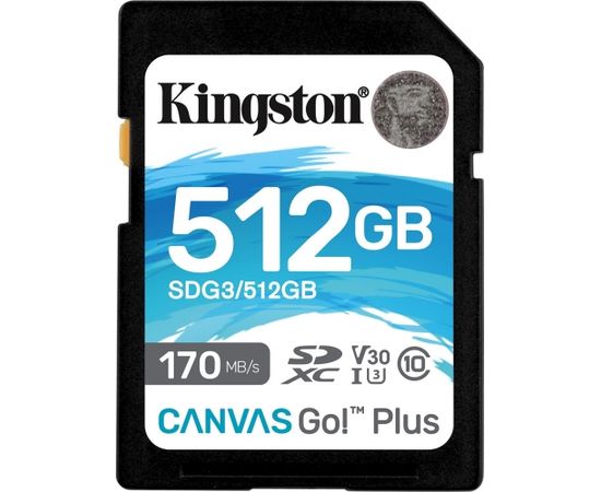 Kingston Canvas Go! Plus SDXC 512 GB Class 10 UHS-I/U3 V30 (SDG3/512GB)