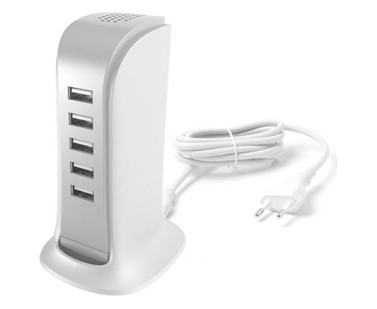 Dudao A5EU 5x USB charger + power cable (white)