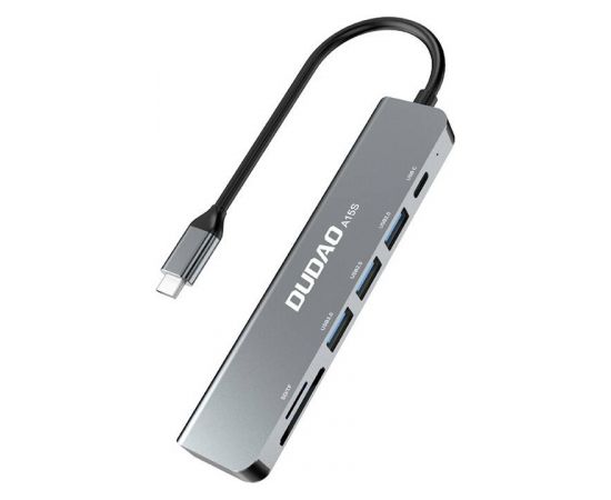 Adapter 6in1 Dudao A15S USB-C to 3x USB, 1x USB-C, SD / TF (gray)