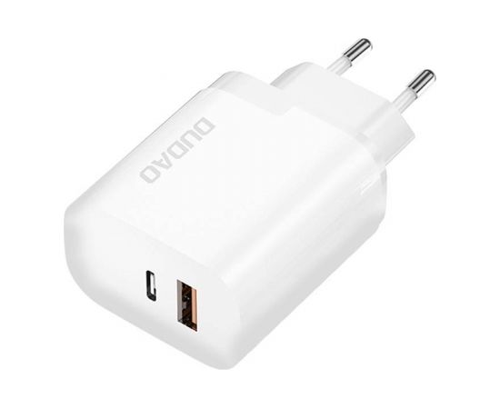 Dudao A6XSEU USB + USB-C Charger QC3.0 PD 22.5W (White)