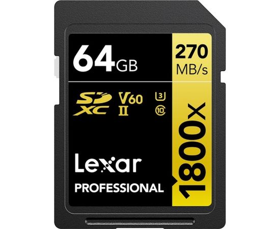 Lexar Professional 1800x SDXC 64 GB Class 10 UHS-II/U3 V60 (LSD1800064G-BNNNG)