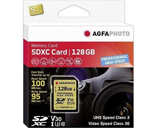 AgfaPhoto SDXC 128 GB Class 10 UHS-I/U3 V30 (10607)