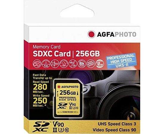 AgfaPhoto Professional High Speed SDXC 256 GB Class 10 UHS-II/U3 V90 (10623)