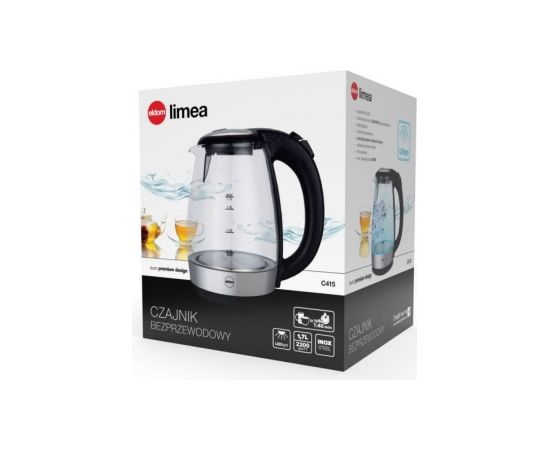 ELDOM Glass kettle LIMEA, 2200 W, capacity 1.7L, LED backlight