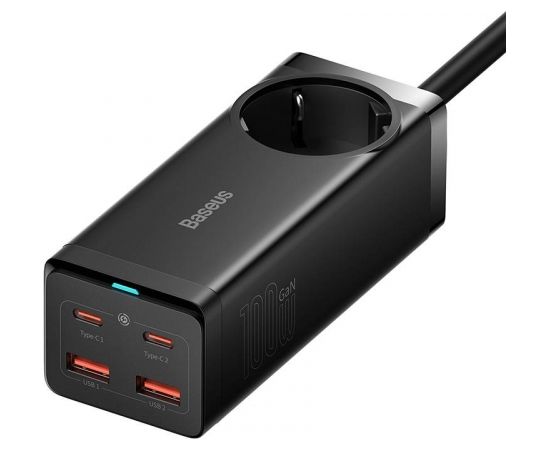 Baseus GaN3 Pro wall charger / powerstrip 2xUSB + 2xUSB-C + AC, 100W (black)