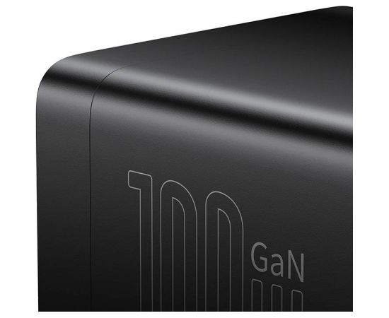 Baseus GaN3 Pro wall charger / powerstrip 2xUSB + 2xUSB-C + AC, 100W (black)