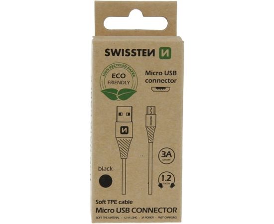 Swissten Eco Friendly Fast Charge 3A Micro USB Кабель Для Зарядки и Переноса Данных 1.2m