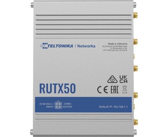 Teltonika INDUSTRIAL 5G ROUTER RUTX50 802.11ac, 867 Mbit/s, 10/100/1000 Mbps Mbit/s, Ethernet LAN (RJ-45) ports 5, Mesh Support Yes, MU-MiMO Yes, 5G, Antenna type Internal