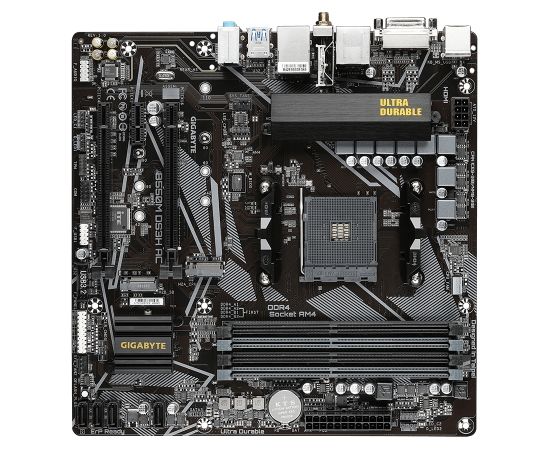 Gigabyte B550M DS3H AC 1.0/1.1/1.2/1.3 M/B Processor family AMD, Processor socket AM4, DDR4 DIMM, Memory slots 4, Supported hard disk drive interfaces 	SATA, M.2, Number of SATA connectors 4, Chipset AMD B550, Micro ATX