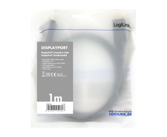 Logilink DisplayPort Cable CV0119 DP to DP, 1 m