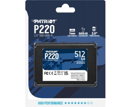 SSD PATRIOT P220 512GB SATA3 2,5"