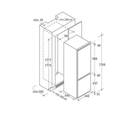 CANDY CBL3518F LowFrost 176.7cm Ledusskapis, iebūvējams Ledusskapji, iebūvējami