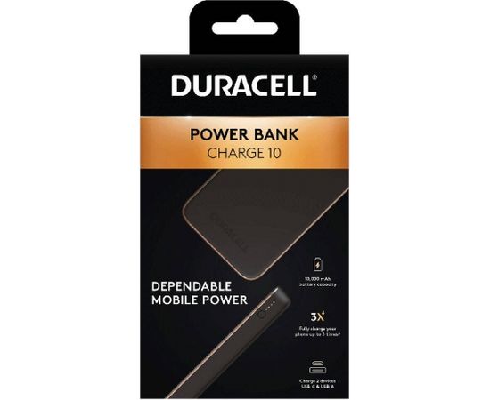 Duracell Charge 10, PD 18W, 10000mAh power bank (black)