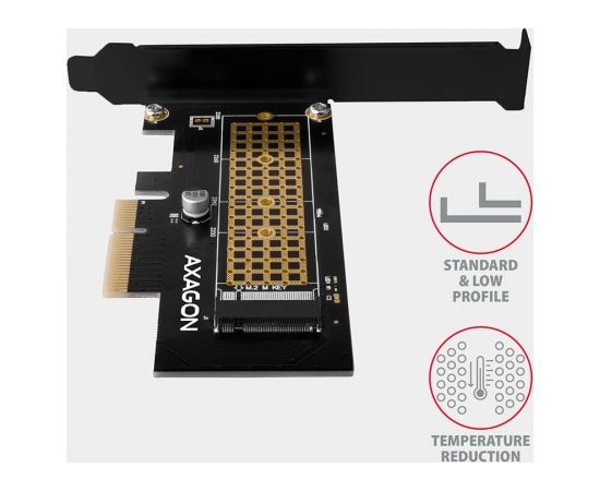 Axagon PCEM2-ND PCIE 2X NVME M.2 CONTROLLERPCI-Express x8 internal controller for connecting two NVMe M.2 SSD disks to a computer. Supports main boards without PCIe Bifurcation.