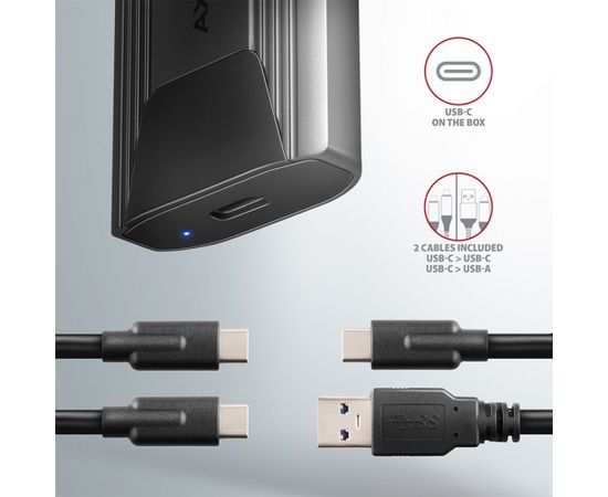 AXAGON EEM2-GTSA USB-C 3.2 Gen 2 - M.2 NVMe SSD THIN SCREWLESS box Ārējo HDD, SSD korpui
