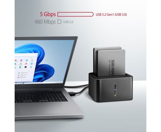 AXAGON ADSA-D25 USB 3.2 Gen 1 - 2x SATA 6G 2.5" SSD/HDD CLONE DUAL MINI dock