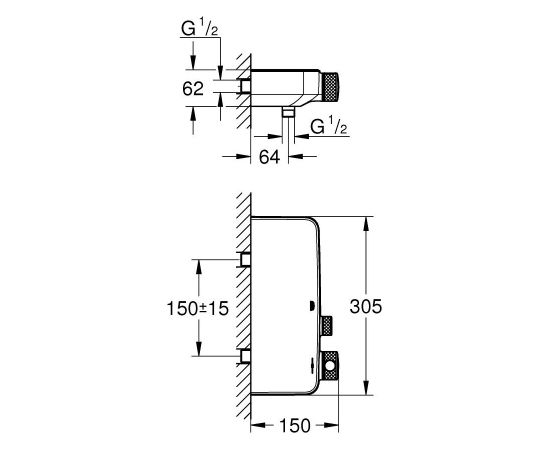 Grohe dušas termostats SmartControl, hroms