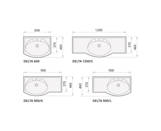 PAA izlietne Delta, 1200x460 mm, balta