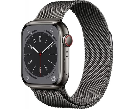 Apple Watch Series 8 Cell Smartwatch (milanaise graphite, 41mm, Stainless Steel, 4G) MNJM3FD/A