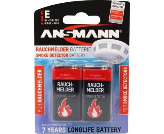 Ansmann battery smoke detector - Alkaline 9V EBlock, Blister