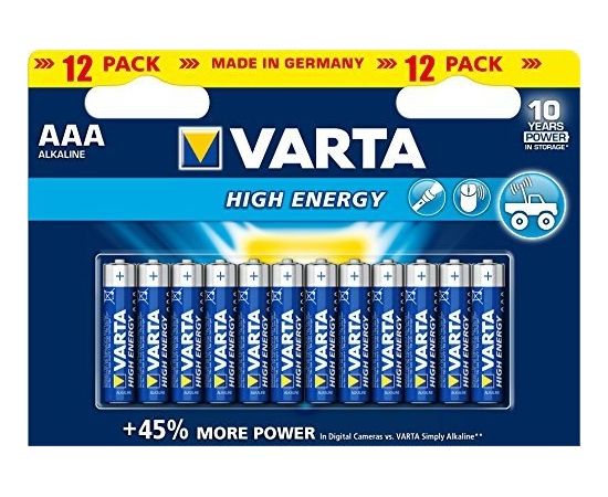 Varta High Energy LR03-AAA, alkaline, 1.5V, pieces 12 (04903-301-112)