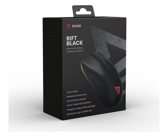 Savio RIFT BLACK gaming mouse RGB Dual Mode