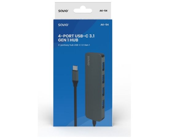 SAVIO Hub USB-C - 4 x USB-A, AK-54