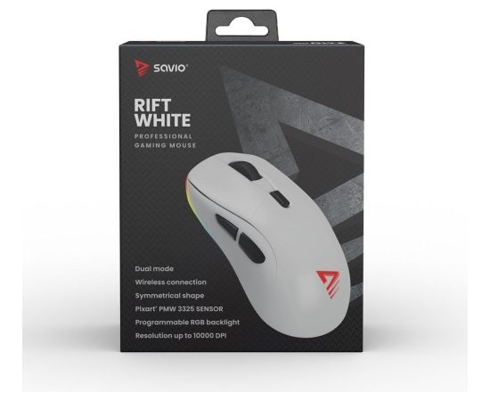 Savio RIFT WHITE gaming mouse RGB Dual Mode