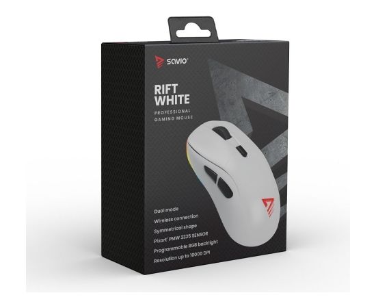 Savio RIFT WHITE gaming mouse RGB Dual Mode