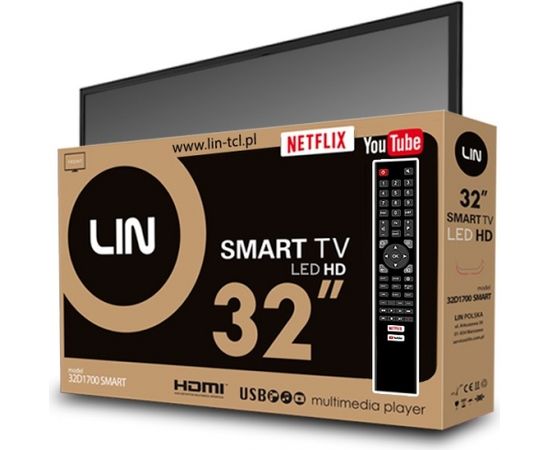 TV 32" LIN 32D1700 SMART HD Ready DVB-T2