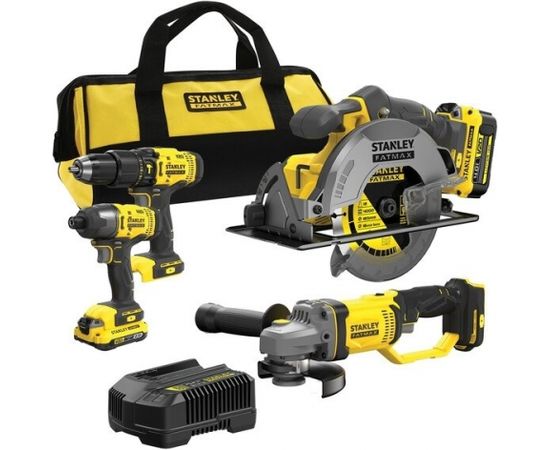 Stanley SFMCK469M2-QW Instrumentu komplekts SFMCD711 + SFMCF800 + SFMCG400 + SFMCS500 2x4Ah akum.