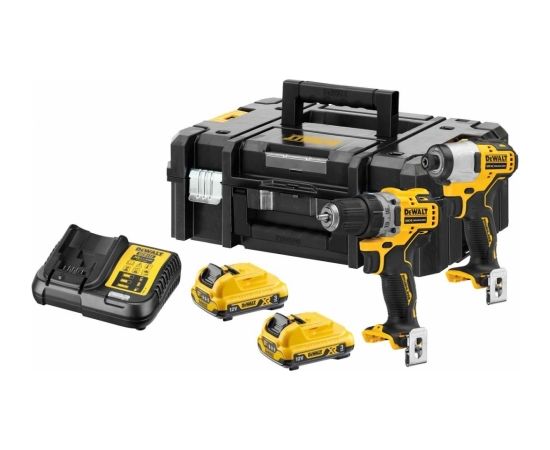 Instrumentu komplekts DeWalt DCK2110L2T-QW (DCD701 + DCF801); 12 V; 2x3,0 Ah akum.