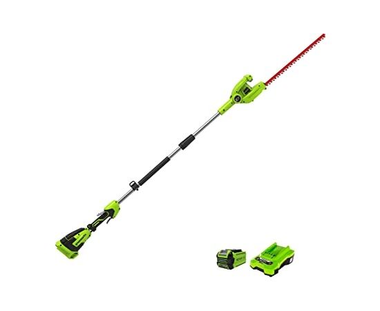 Teleskopiskas dzīvžoga šķēres Greenworks G40PHAK2; 40 V; 1x2,0 Ah; 51 cm garuma; akumulatora