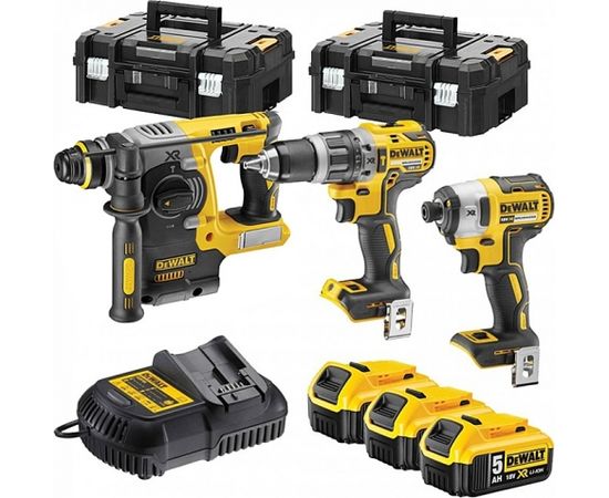 Instrumentu komplekts DeWalt DCK368P3T-QW (DCD796 + DCF887 + DCH273N); 18 V; 3x5,0 Ah akum.