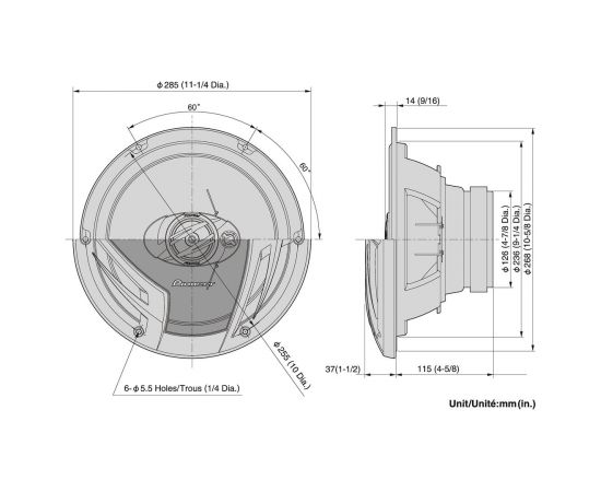 Pioneer 25cm 3-Way Coaxial Speakers (420W)