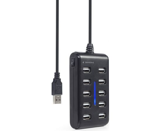 Gembird UHB-U2P10P-01 10-port USB 2.0 hub, black