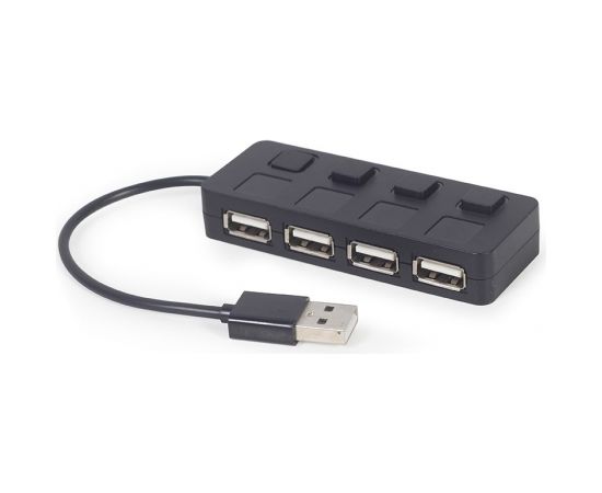 Gembird UHB-U2P4-05 USB 2.0 4-port hub with switches, black