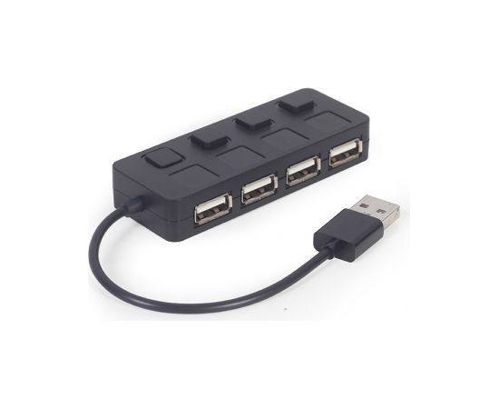 Gembird UHB-U2P4-05 USB 2.0 4-port hub with switches, black