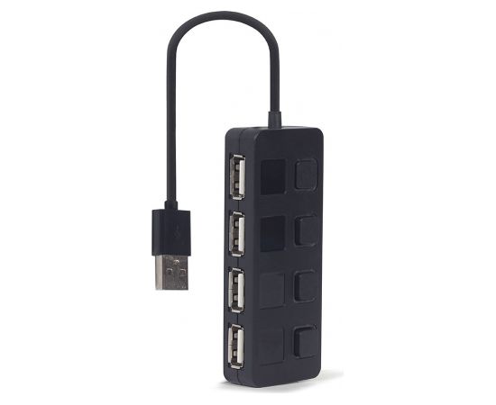 Gembird UHB-U2P4-05 USB 2.0 4-port hub with switches, black