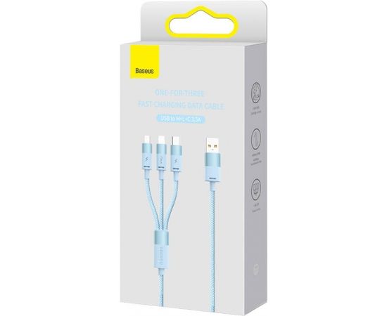 3in1 USB cable Baseus StarSpeed Series, USB-C + Micro + Lightning 3,5A, 1.2m (Blue)