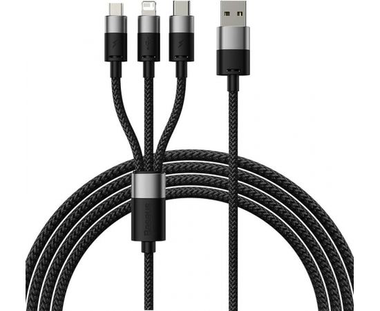 3in1 USB cable Baseus StarSpeed Series, USB-C + Micro + Lightning 3,5A, 1.2m (Black)