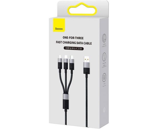 3in1 USB cable Baseus StarSpeed Series, USB-C + Micro + Lightning 3,5A, 1.2m (Black)