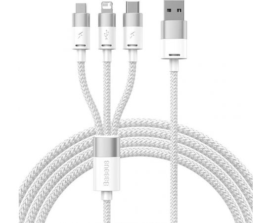 3in1 USB cable Baseus StarSpeed Series, USB-C + Micro + Lightning 3,5A, 1.2m (White)