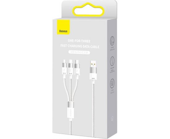 3in1 USB cable Baseus StarSpeed Series, USB-C + Micro + Lightning 3,5A, 1.2m (White)