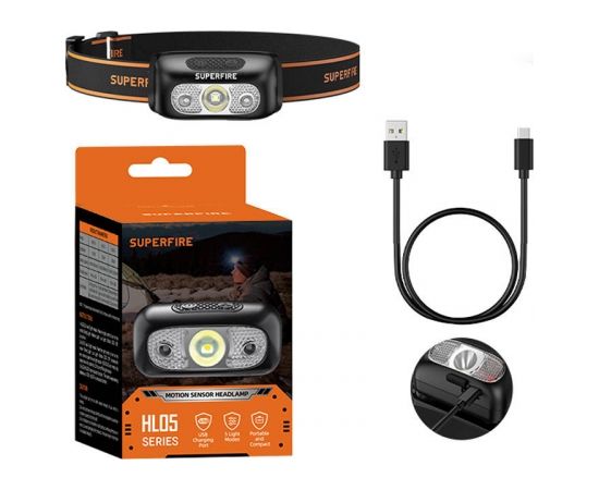 Headlamp Superfire HL05-E, 120lm, USB