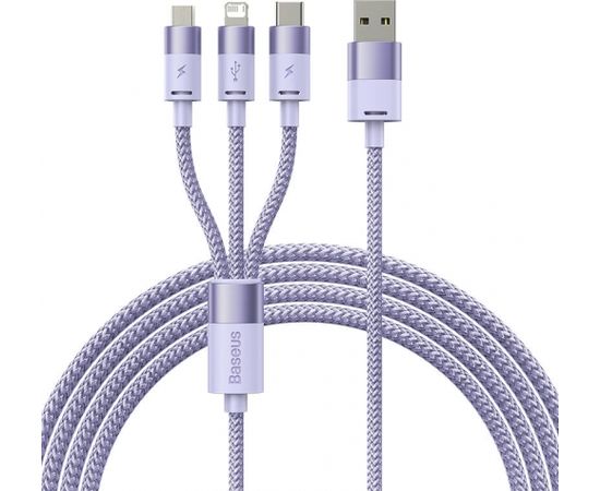 3in1 USB cable Baseus StarSpeed Series, USB-C + Micro + Lightning 3,5A, 1.2m (Purple)