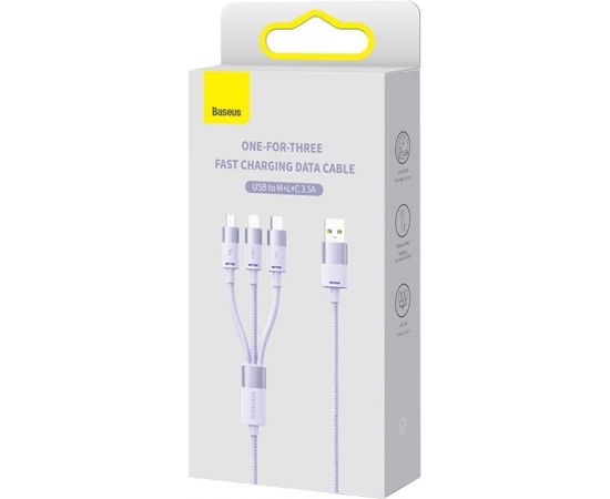 3in1 USB cable Baseus StarSpeed Series, USB-C + Micro + Lightning 3,5A, 1.2m (Purple)