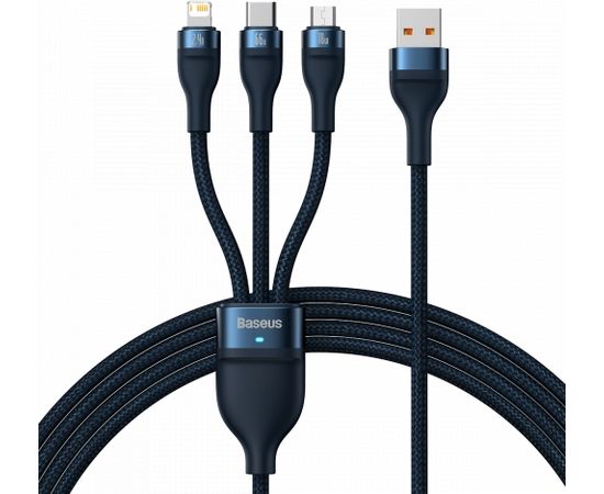 3in1 USB cable Baseus USB 3in1 Baseus Flash Series,  USB-C + Micro + Lightning 66W, 1.2m (blue)