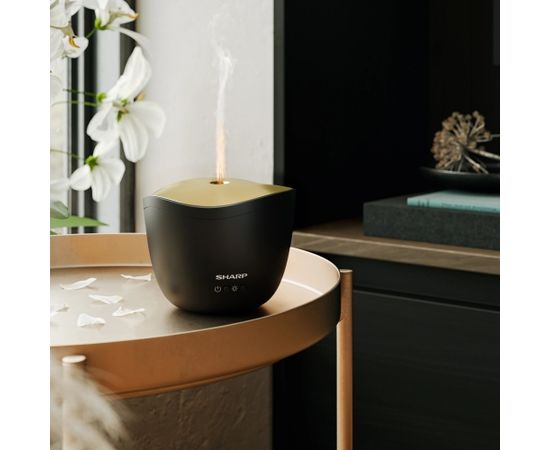 Sharp Aroma Diffuser DF-A1E-B Ultrasonic, Black/Matt Metallic Gold Gaisa mitrinātāji